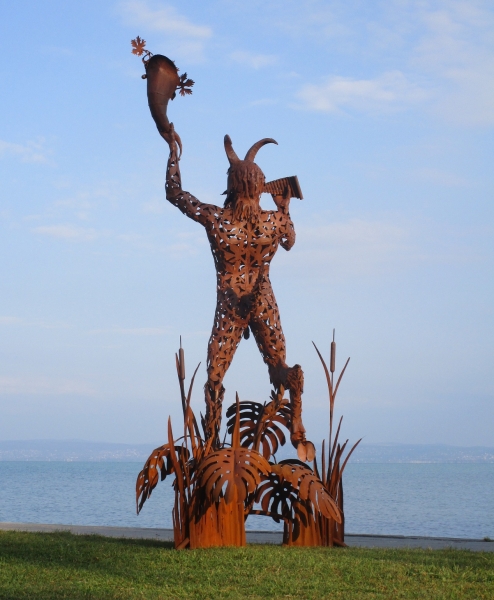 greek god pan big sculpture rusty iron